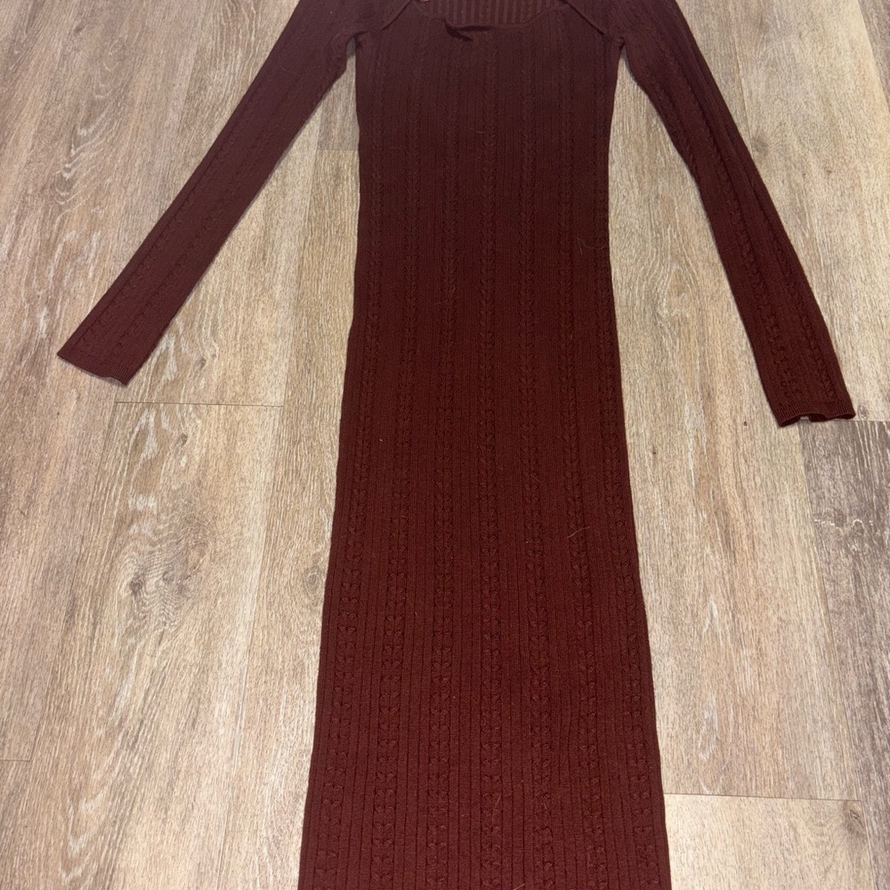 Pink Rose Brown Bodycon Dress with Raglan Sleeves